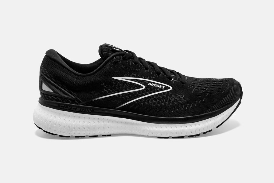 Brooks Glycerin 19 Road Running Shoes Mens Black/White 370851-OMQ